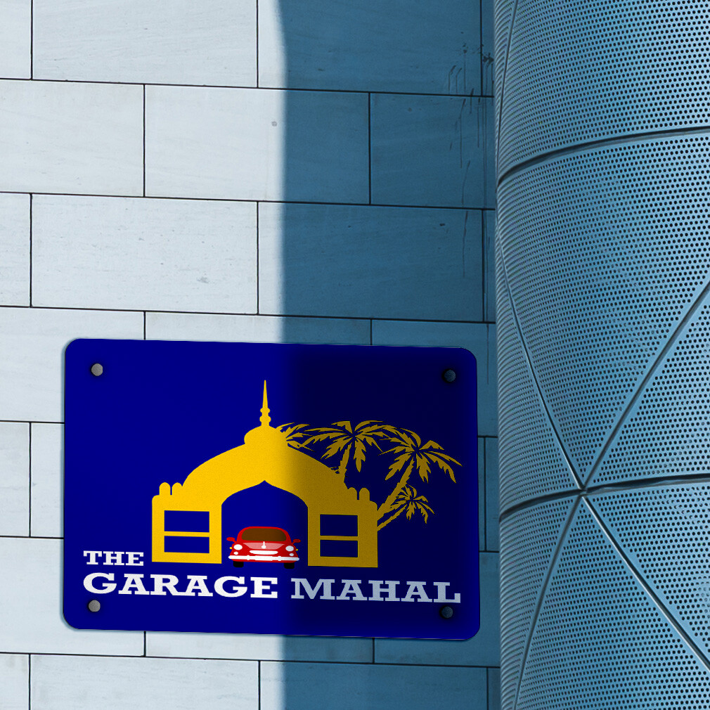 Horizontal Metal Sign The Garage Mahal Parking Weatherproof Street Signage