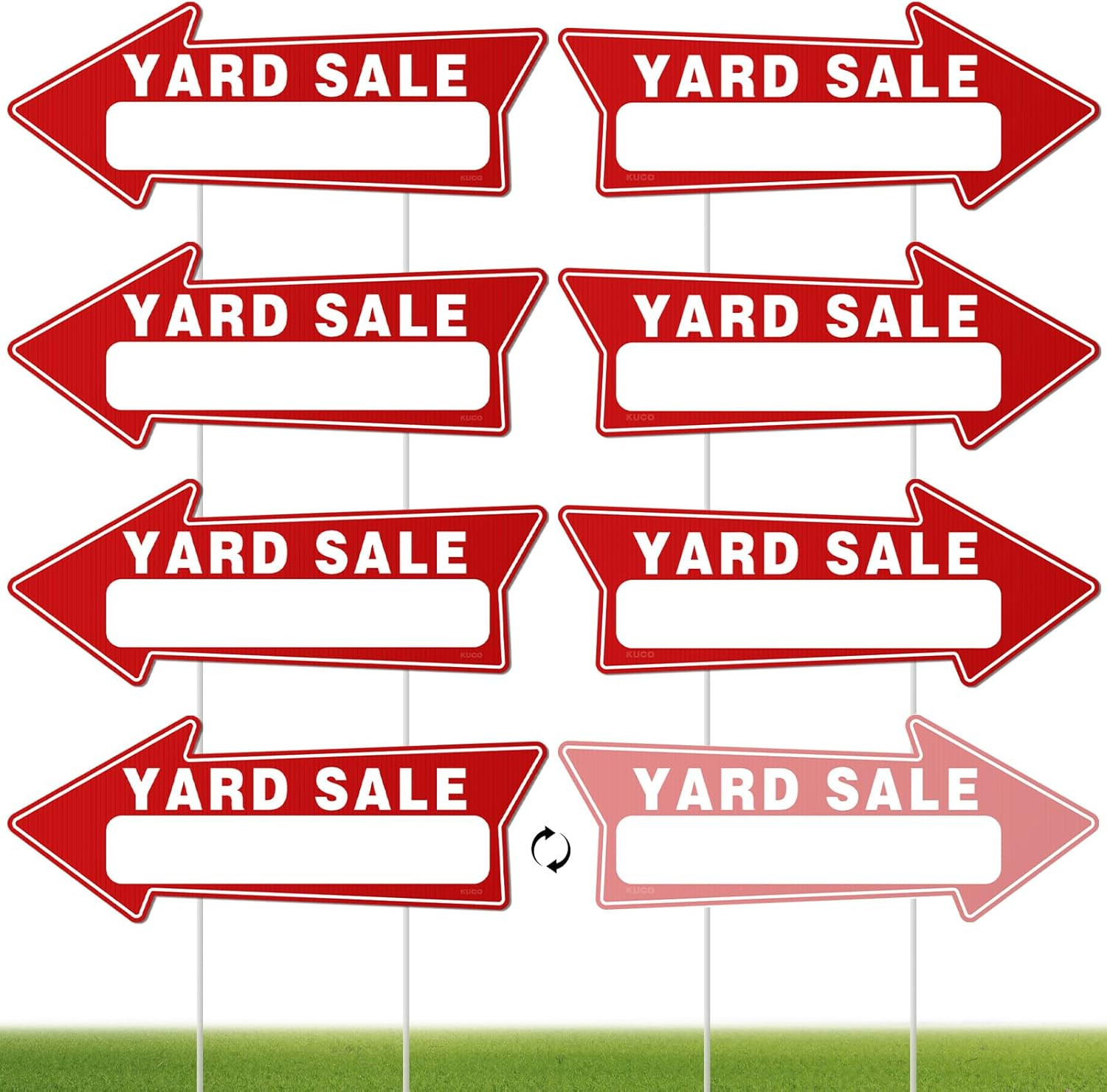 7 PC Yard Sale Signs with Stakes, 17&Prime; X 6&Prime;, Double-Sided Yard Sale Arrows Sign w