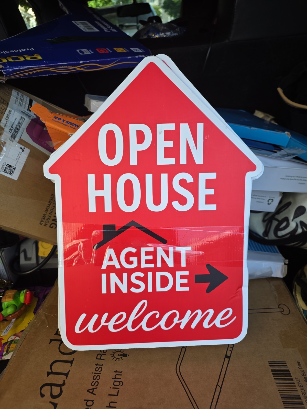 Open House Signs 6 Pack 16&Prime; x 12&Prime; Double-Sided Yard Signs With Metal Stakes New