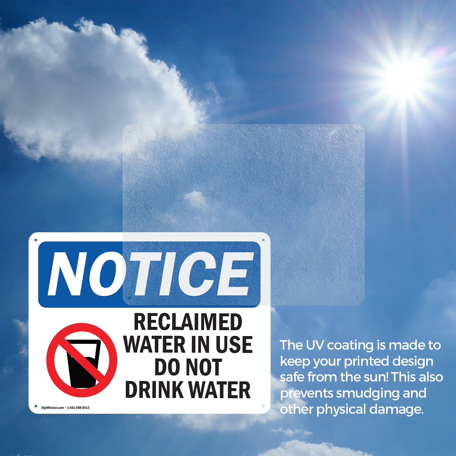 (2 Pack) Reclaimed Water In Use Do Not OSHA Notice Sign Decal Metal Plastic