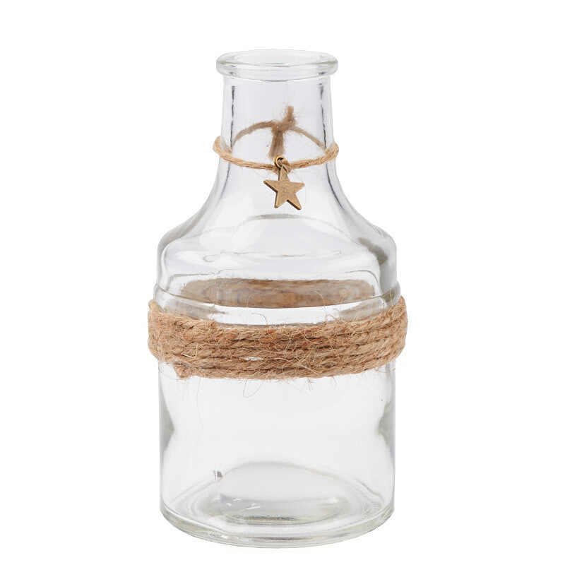 Jute and Star Embellished Glass Apothecary Bottle | 6 Pieces