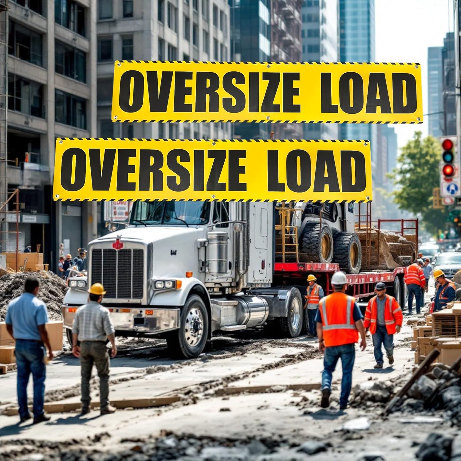 Oversize Load Banner Sign for Trucks w/Grommets – 2 Pack (12 x 60)
