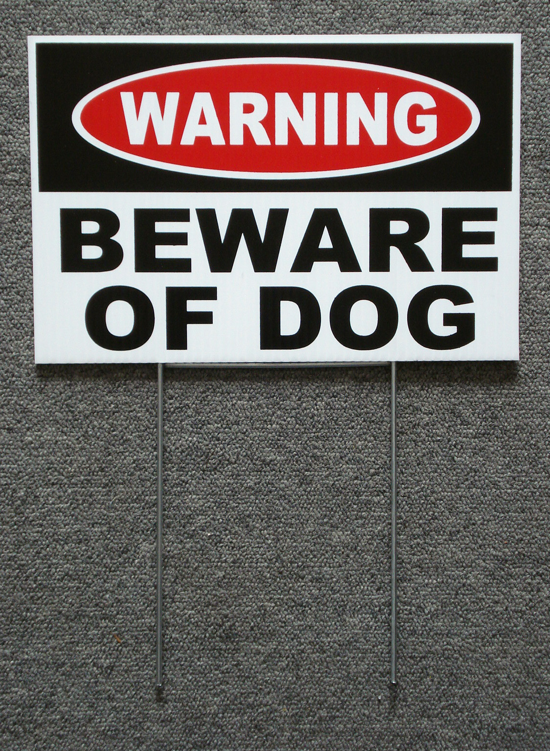 WARNING – BEWARE OF DOG 8&Prime;x12&Prime; NEW with Stake Security Surveillance white