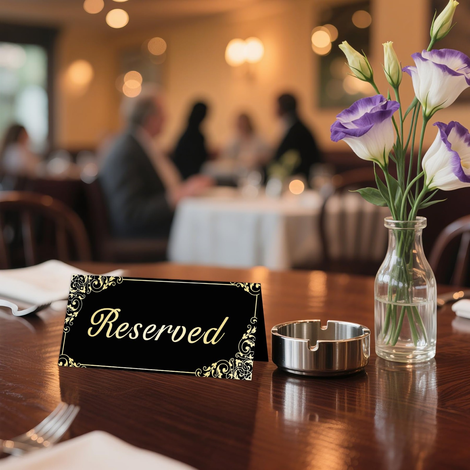 18 PCS Gold Reserved Table Signs for Wedding Double Sided Black Paper Tent