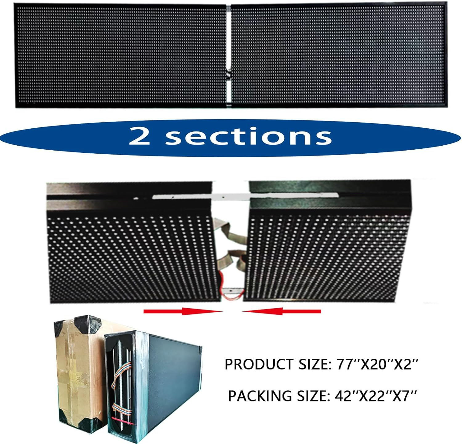 Programmable LED Scrolling Sign 77&Prime;x20&Prime; Waterproof APP Control for Business
