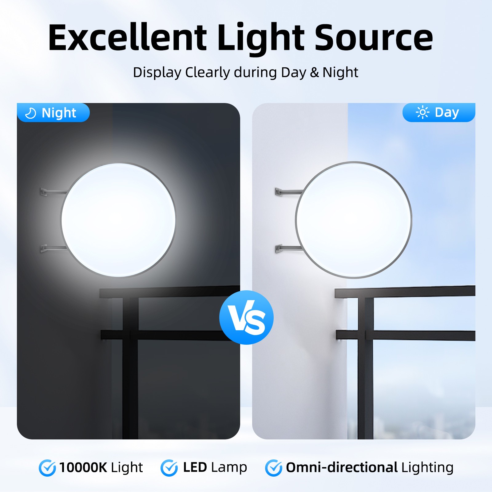 24in LED Double Sided Round Light Box Outdoor Sign Advertising Projecting Lights