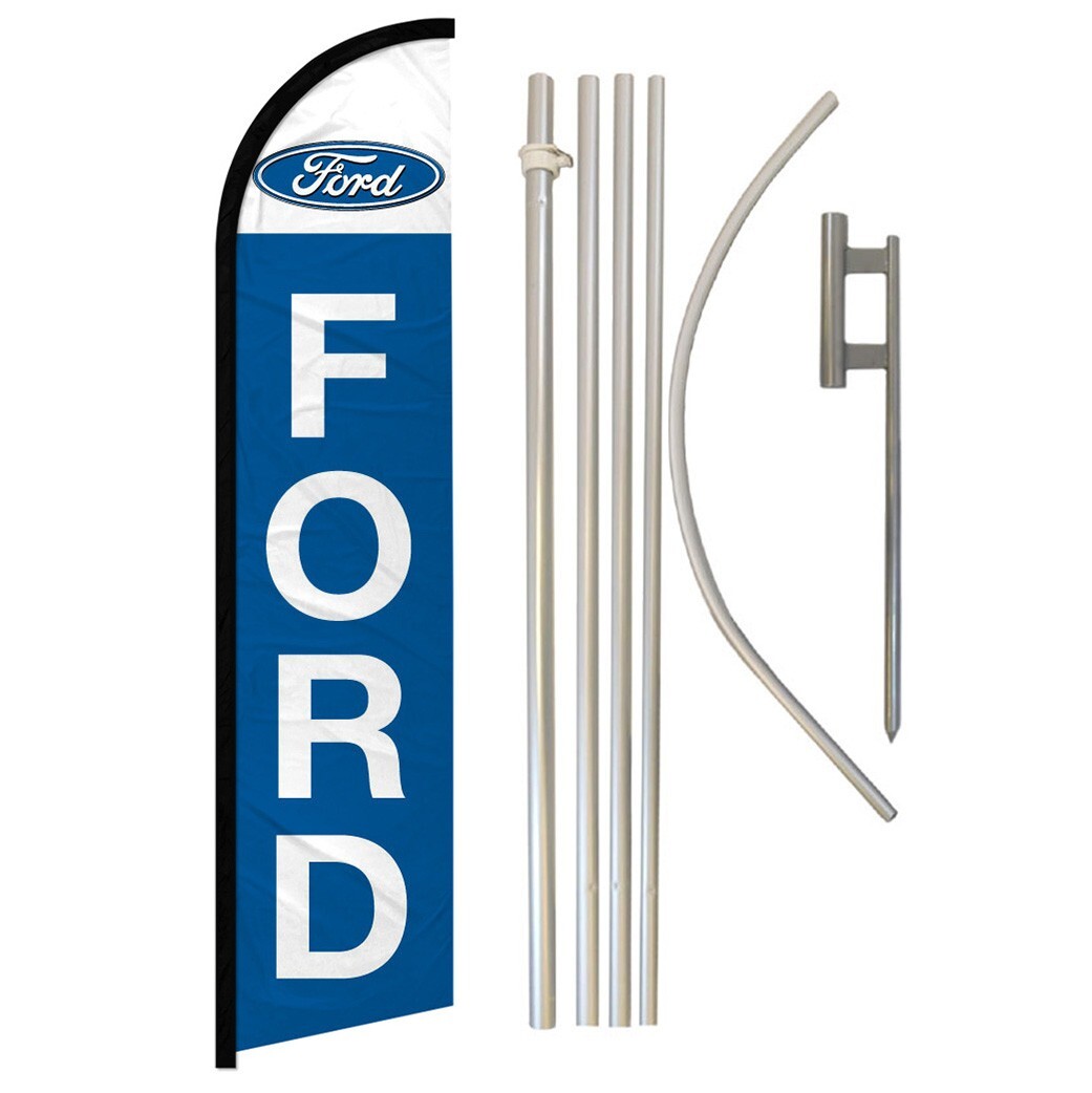 Ford Full Curve Windless Swooper Flag & Pole Kit Car Dealership