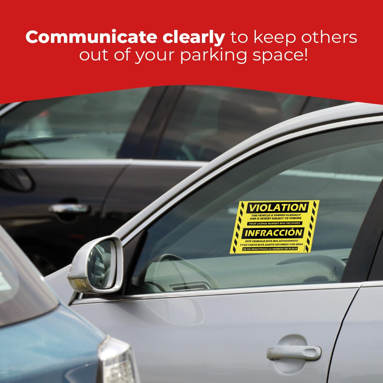 MESS Parking Violation Stickers 100 Pack Yellow 8x5in Bilingual Spanish Tow Warn