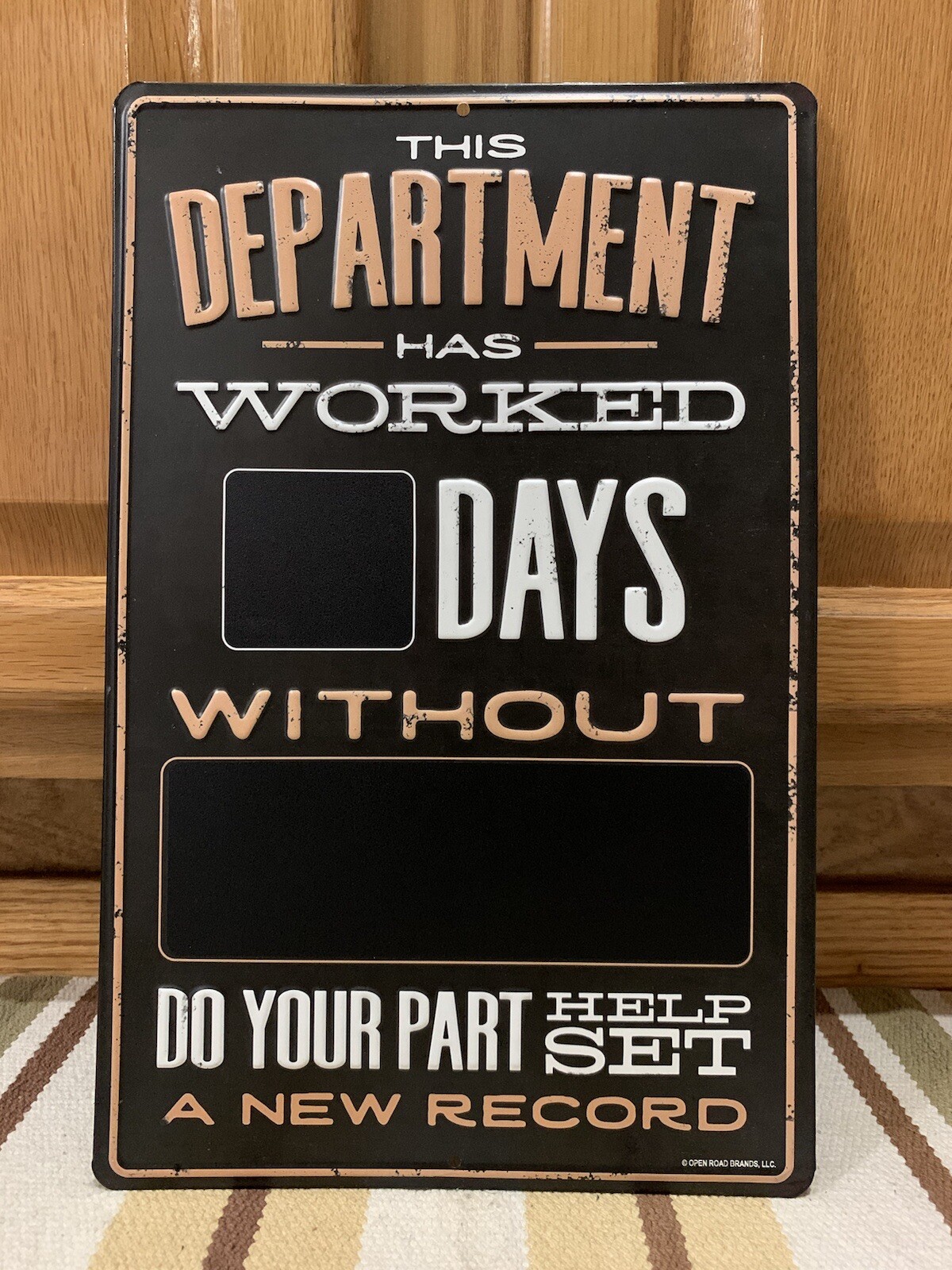 This Department Days Without Injury Sign OSHA Factory Safety Foundry Warehouse