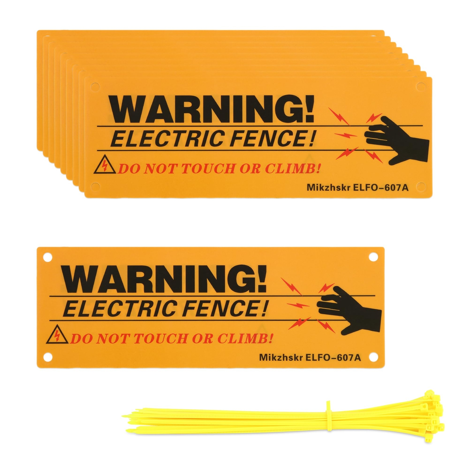 10 Pcs Plastic Electric Fence Caution Warning Signs for Farm Home