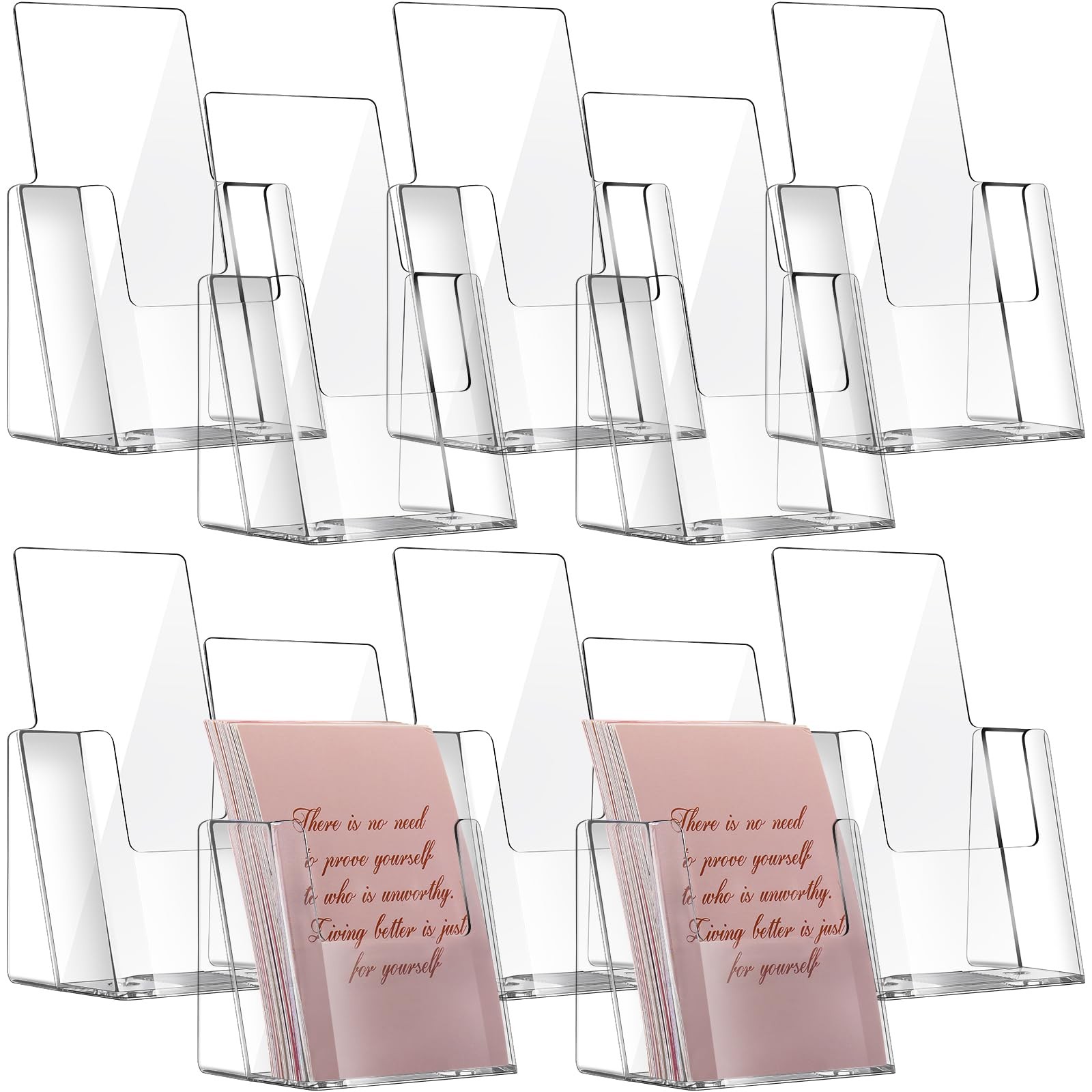 Yookeer 10 Pack Acrylic Brochure Holder 4×9 Inch, Clear Literature Holder…