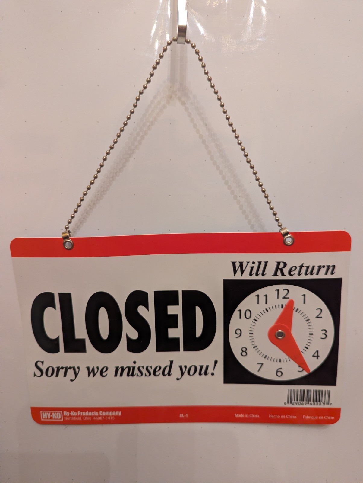 Business Sign Open/Closed With Clock & Chain 9.5&Prime;X6&Prime;
