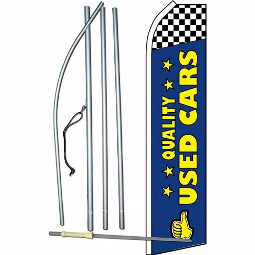 Quality Used Cars Advertising Banner Flag Complete Tall Sign Kit 2.5&prime; wide