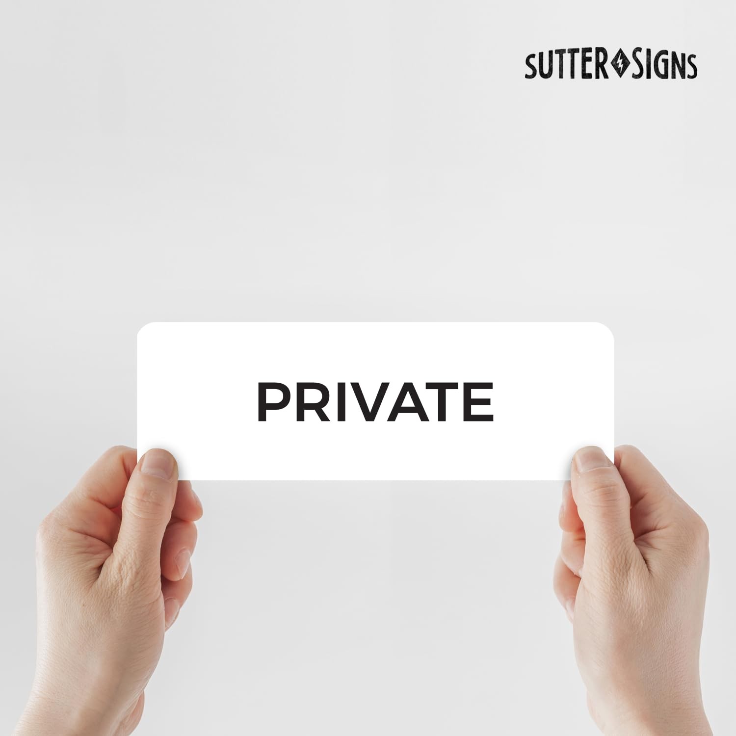2×6 Inch Private Sign White Durable ABS Plastic Full Adhesive Backing Wall Tag