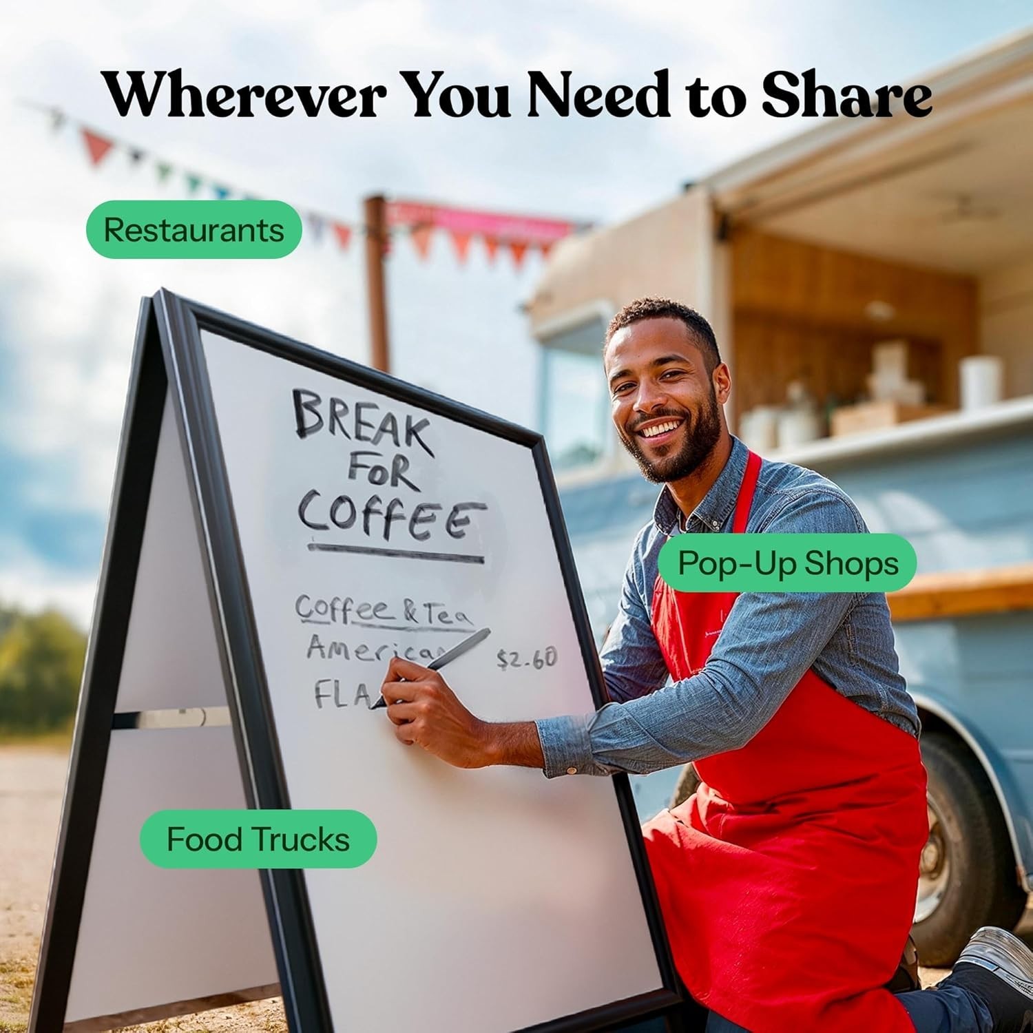 Weatherproof 24×36 A-Frame Sign with Magnetic Dry Erase Surface for Promotions