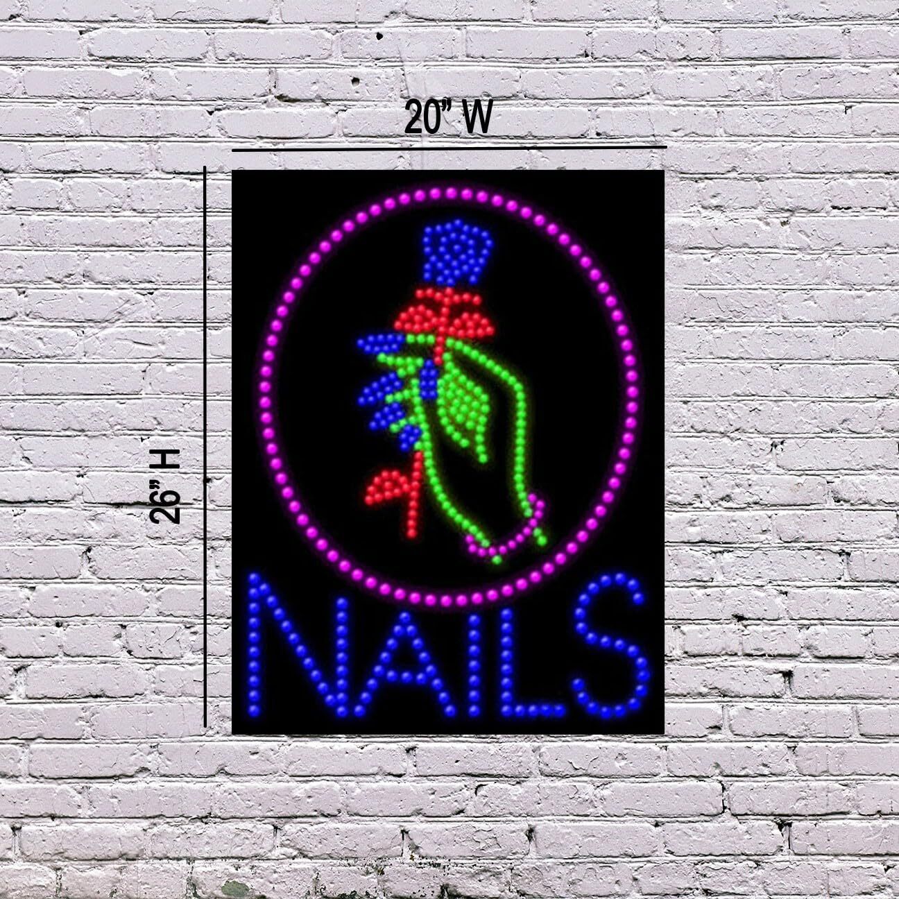 LED Nails Sign | Light Up Sign | 26&Prime;H x 20&Prime;W x 2&Prime;D