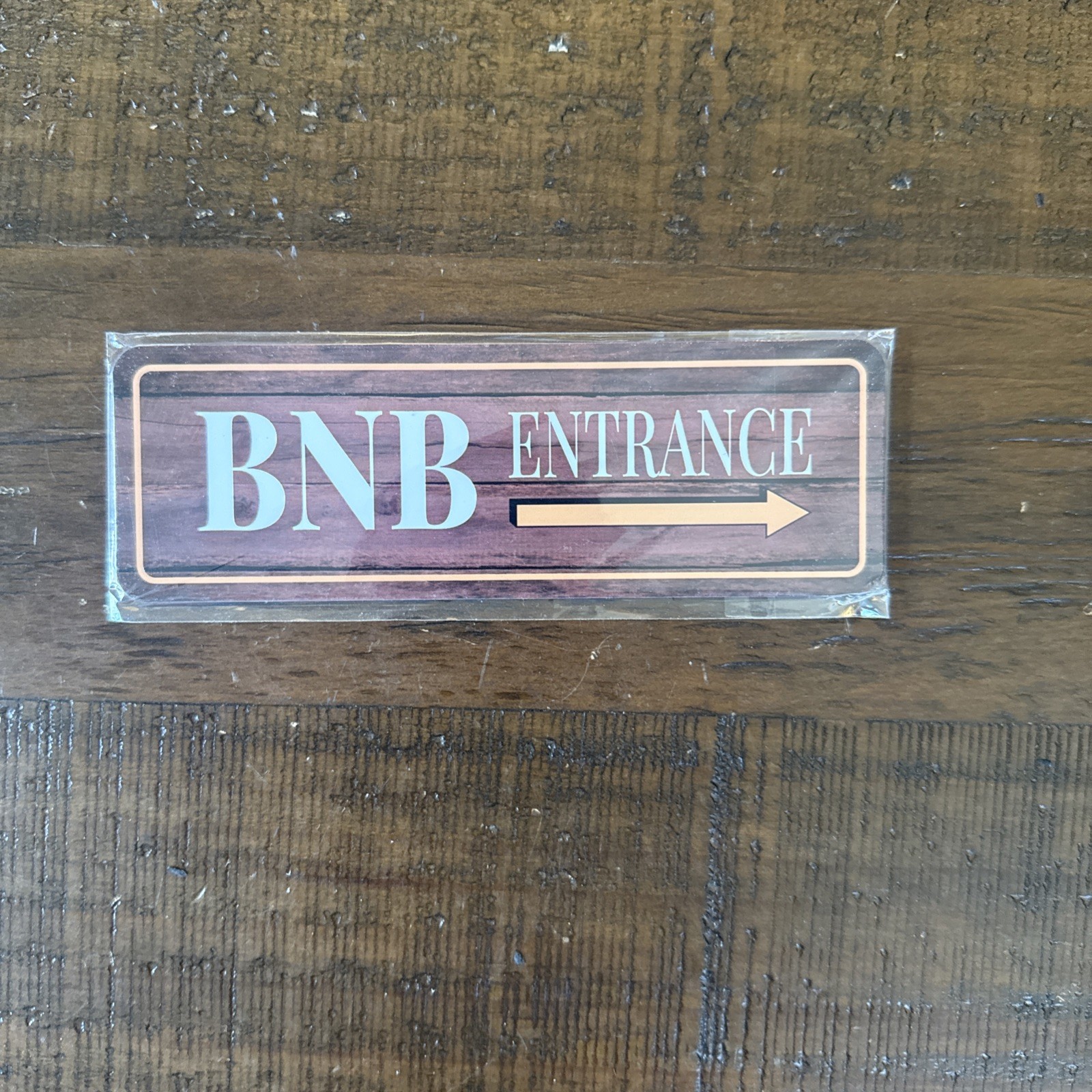 Standard Plus BNB Entrance (Right Arrow) Door or Wall Sign Brown 2&Prime; x 6&Prime;