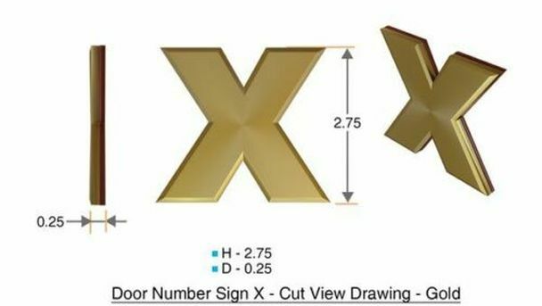 1 PCS – Apartment Number Sign/Mailbox Number Sign,Letter X Gold (3D,…-ref0420