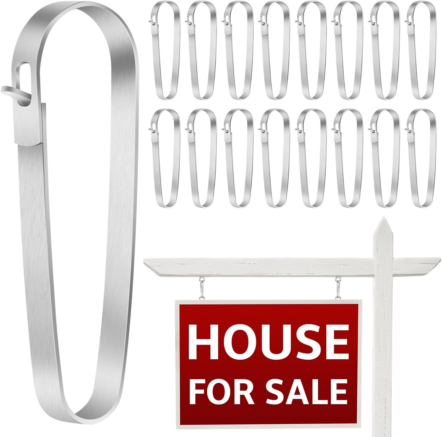 16 PACKS Real Estate Sign Clips for Hanging Signs, Real Estate Sign Rider Clips,