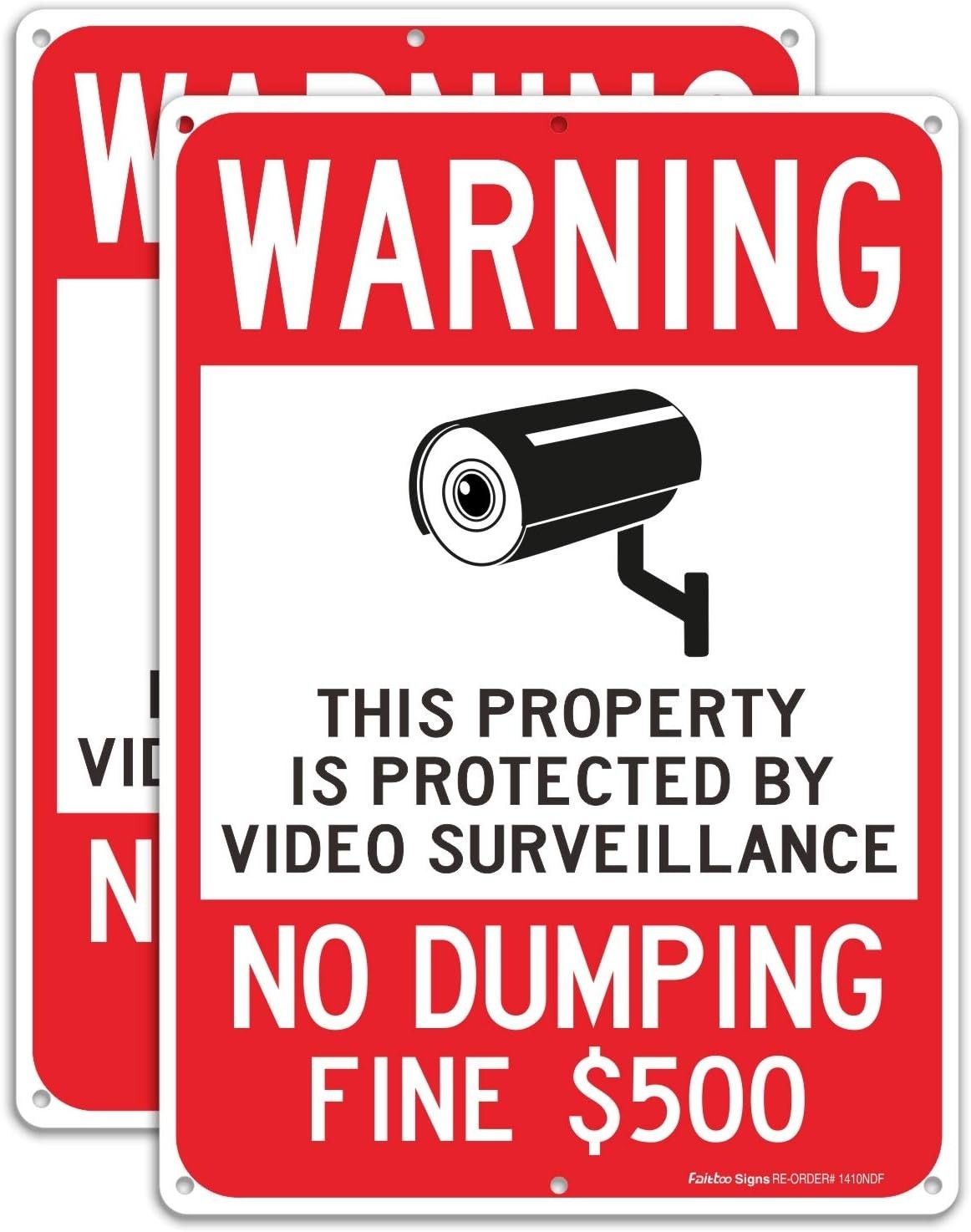 2 Pack Warning Surveillance Signs