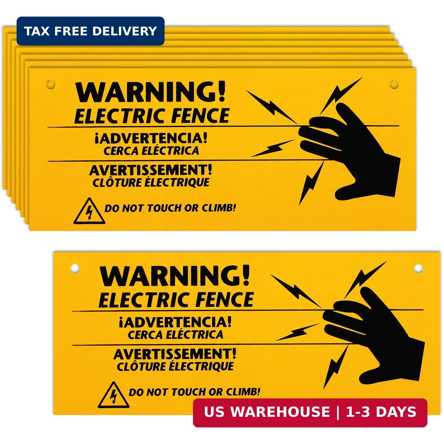 Blulu 8 Pieces Electric Fence Warning Signs 10 x 4 Inch Plastic Danger Electric