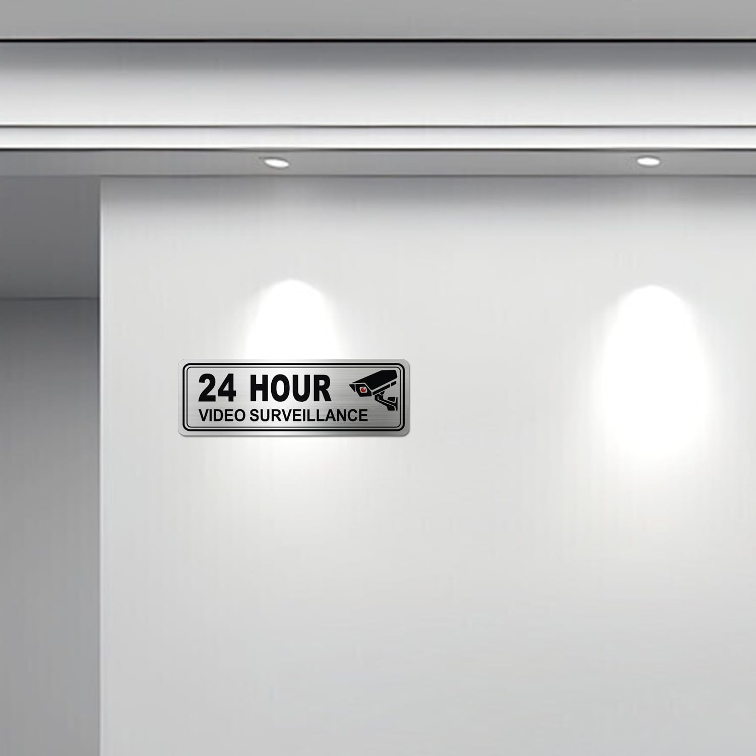 1 PCS Metal Stainless Steel 24 Hour Video Surveillance Sign 9×3 Inch Set