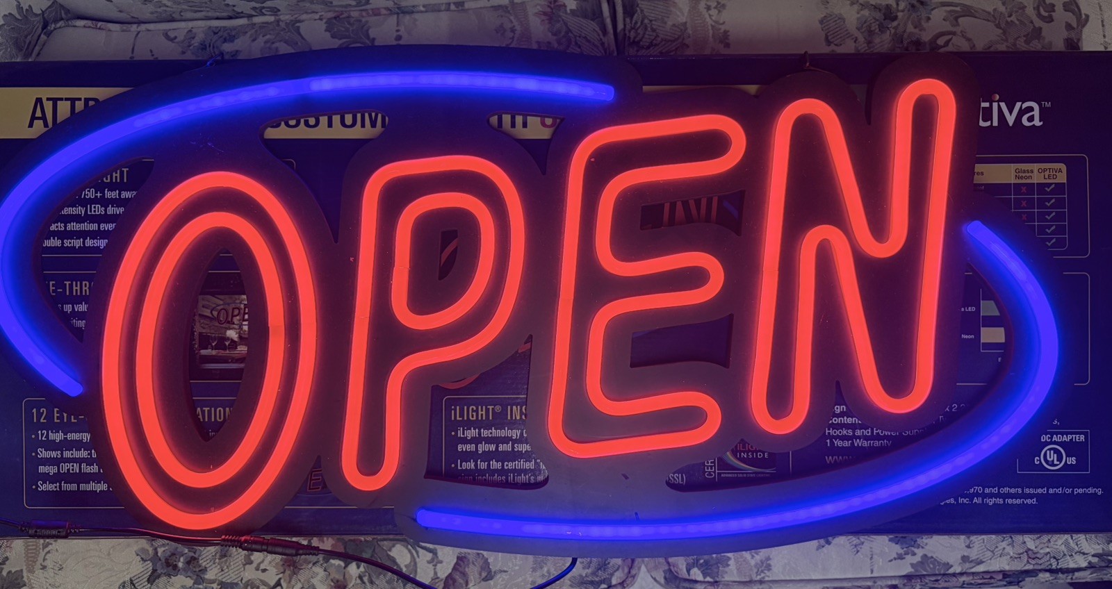 Optiva Open Signs | Neon Open Sign Look, LED Lights | 12 Eye-Catching Animations
