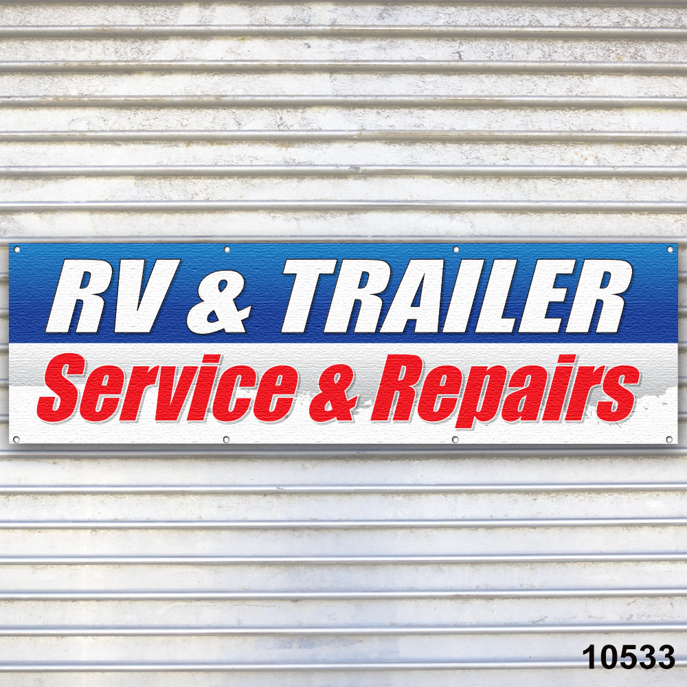 RV & Trailer Service Banner Sign Tire Dealer Service Bay Garage