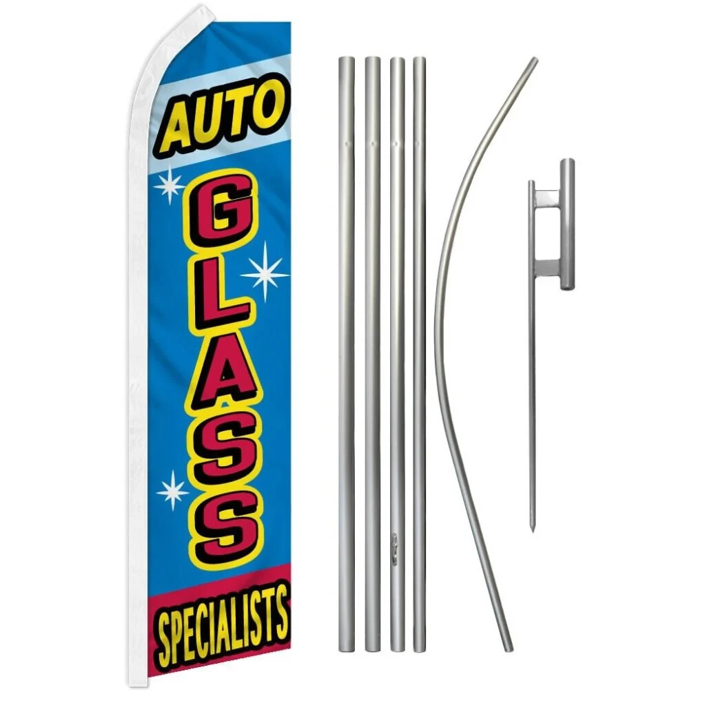 Auto Glass Specialists Swooper Advertising Flag & Pole Kit