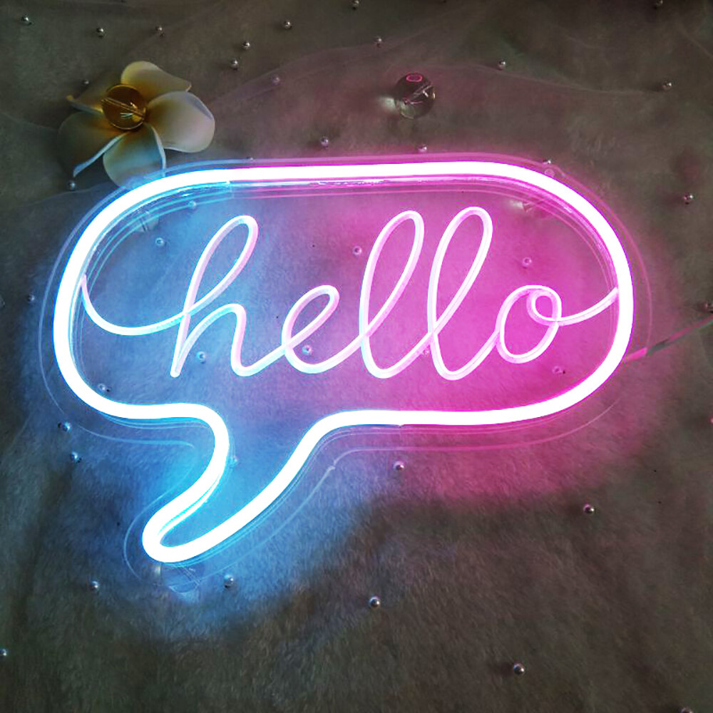 Qomolangma Warm WhiteBlue&Pink 12.2 X 8.85 » « hello » LED Neon Sign