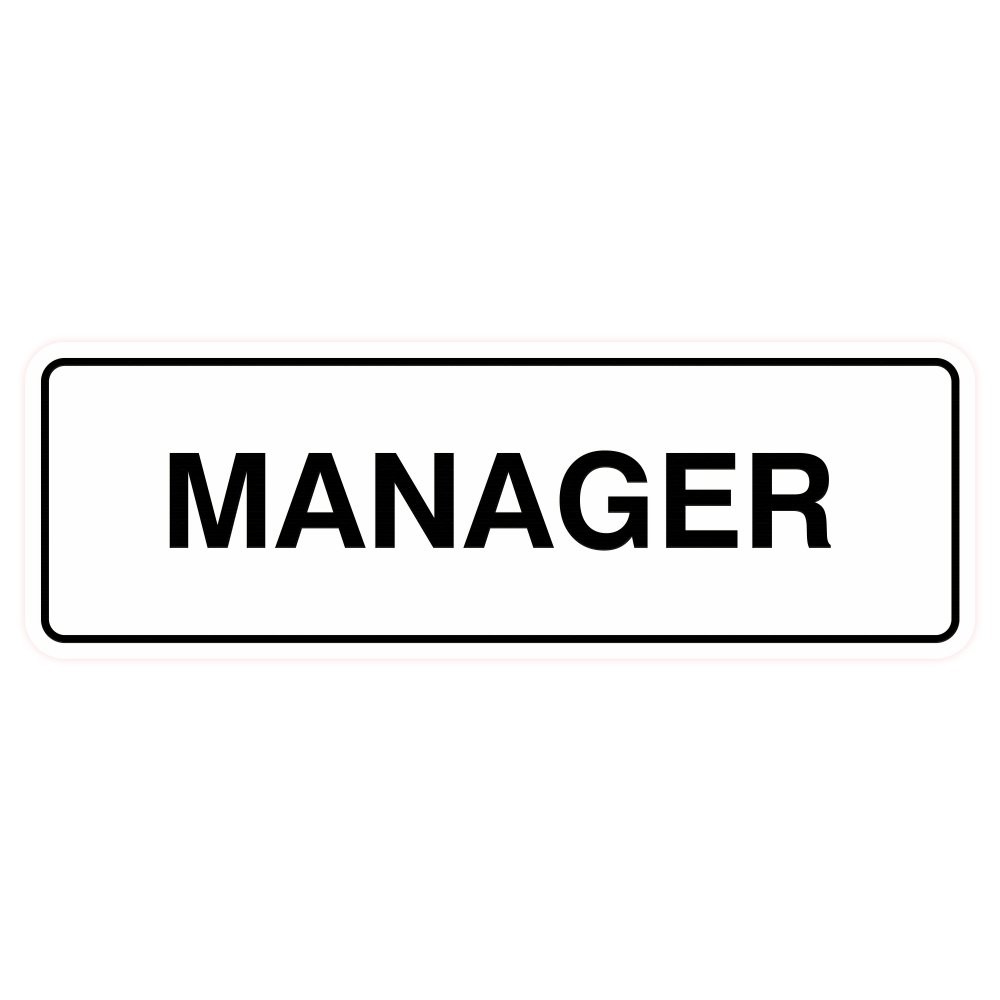 Standard Manager Door Wall Sign White Large Office Workplace Identification