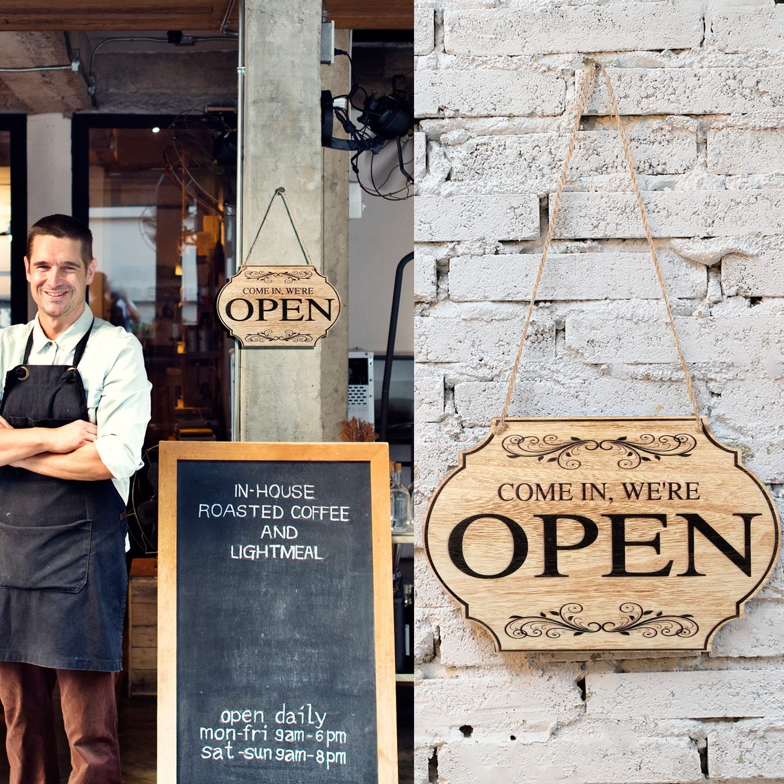 Open Closed Sign for Business, 11 x 8 Waterproof Double Sided Come In or Clos…