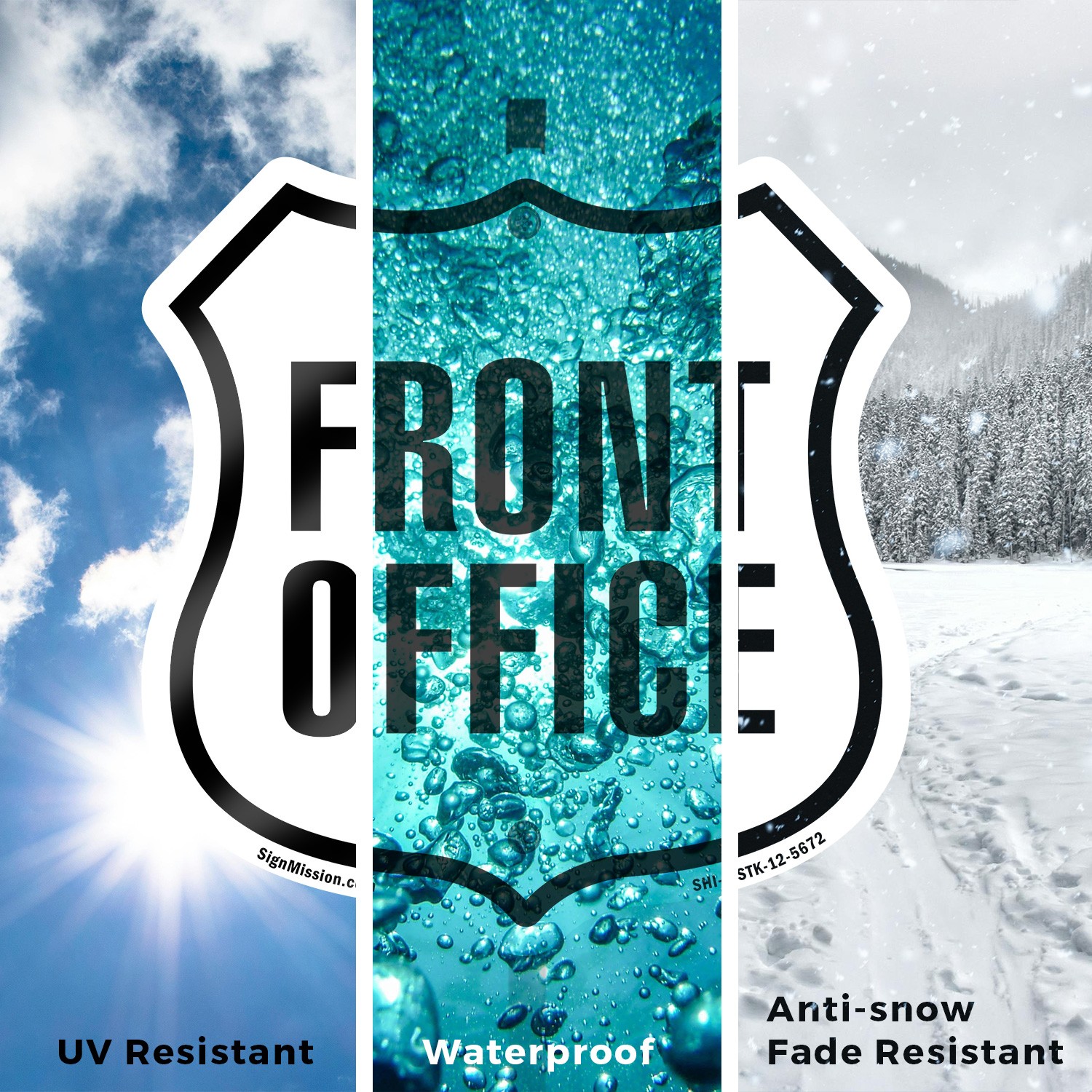 Front Office Shield Shaped Sign With Stake Weather Resistant Crafted in the USA