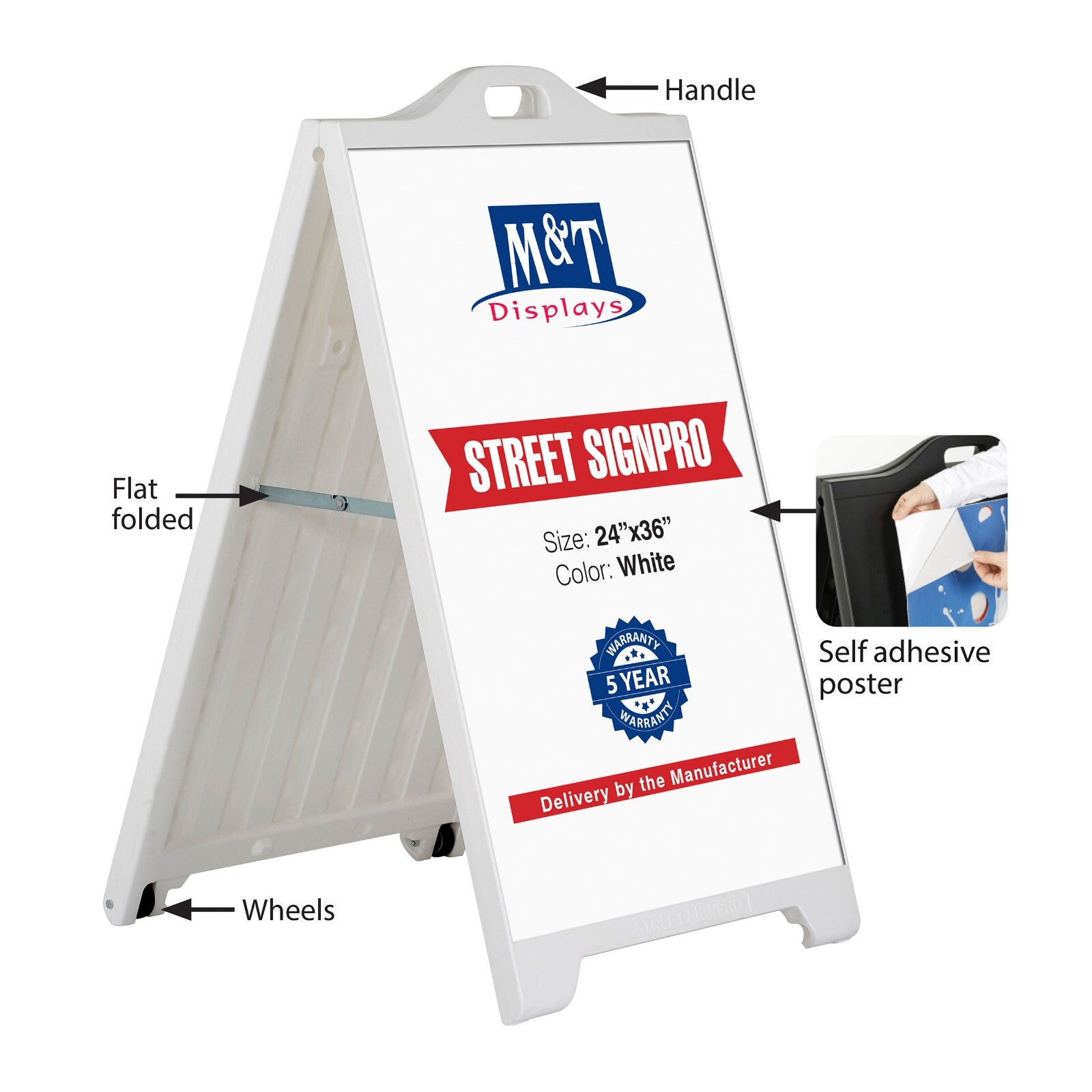 Street SignPro Sandwich Board 24×36 A-Frame Sidewalk Sign Holder (Lot of 3)
