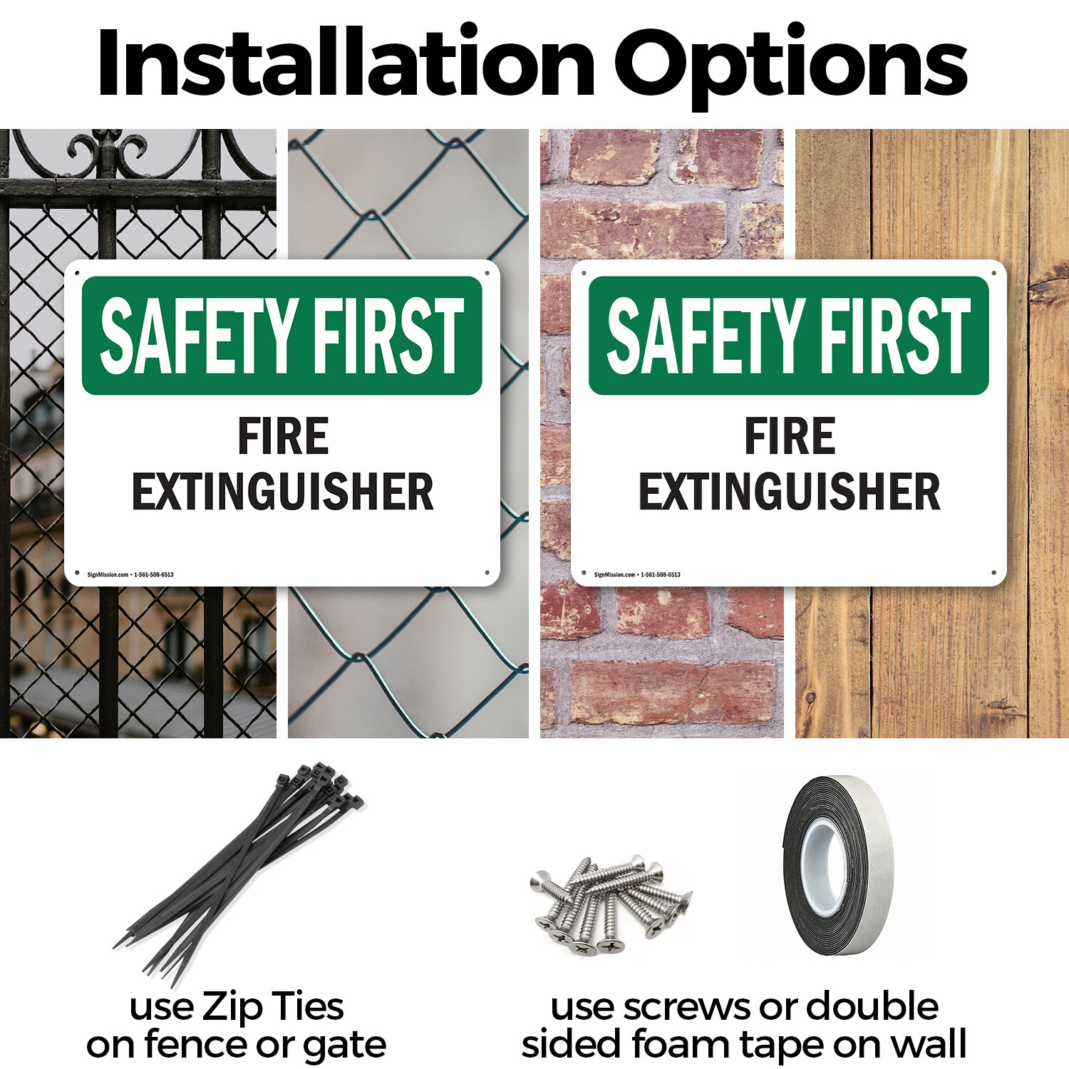 (2 Pack) Fire Extinguisher OSHA Safety First Sign Decal Metal Plastic