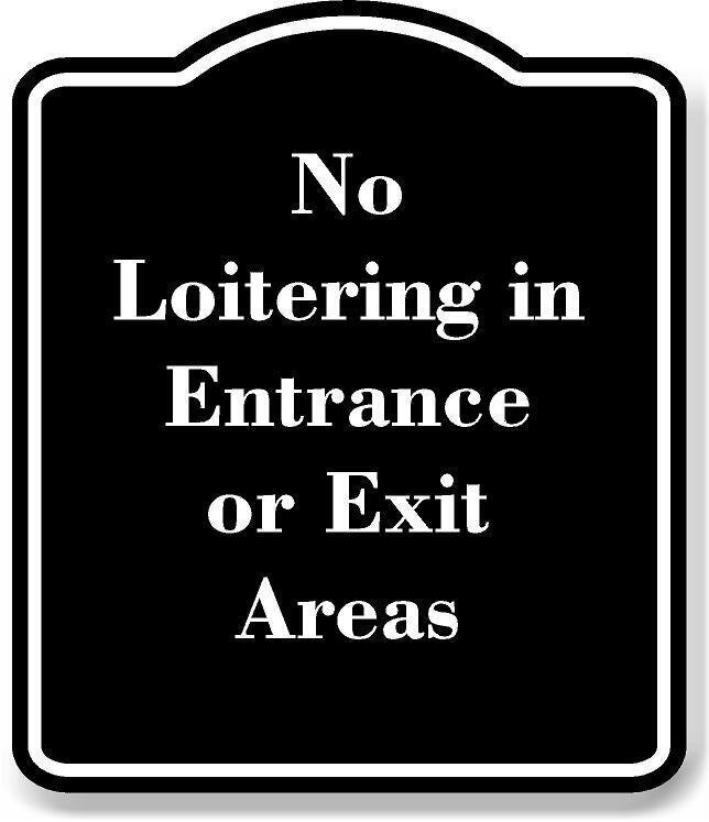 No Loitering in Entrance or Exit Areas BLACK Aluminum Composite Sign