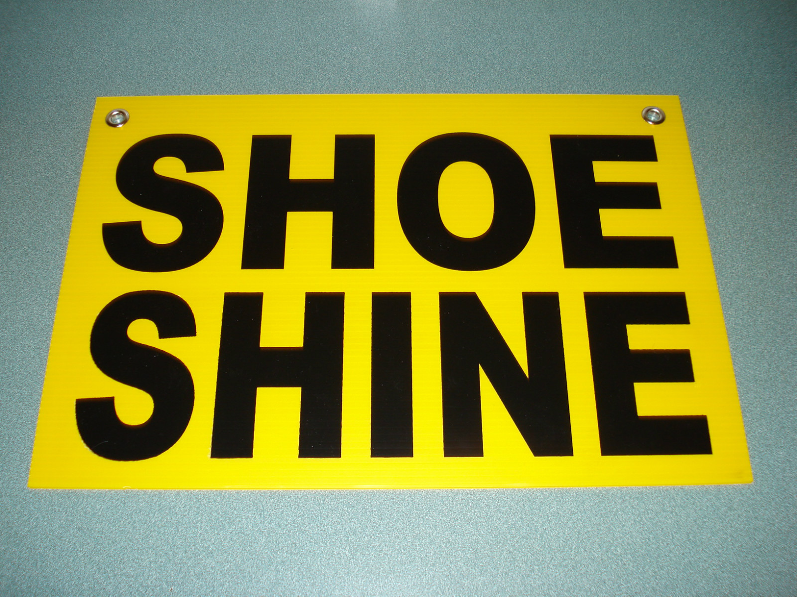 SHOE SHINE Coroplast SIGN with Grommets 12&Prime;x18&Prime; Black on Yellow