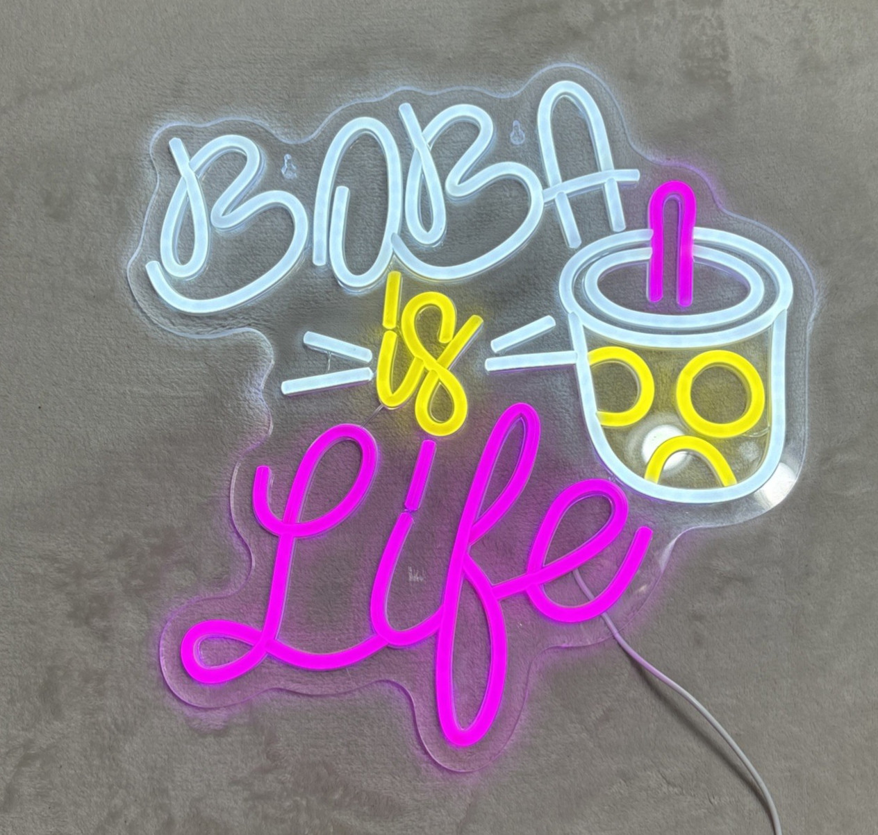 Neon Boba Sign Multicolor Boba Is Life 14&Prime; x 14&Prime; 5 Level Brightness Control