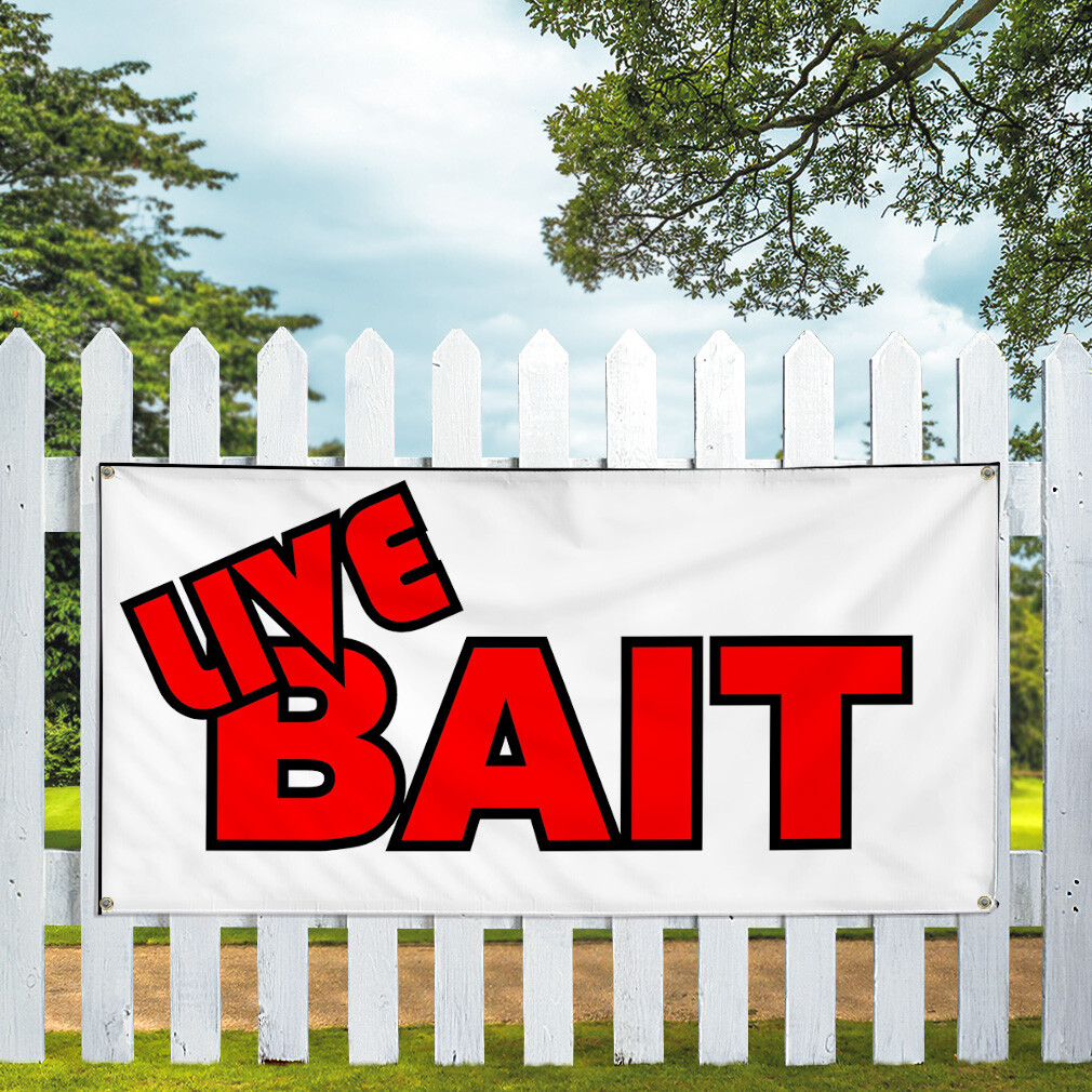 Vinyl Banner Multiple Sizes Live Bait Business Retail Bait Outdoor