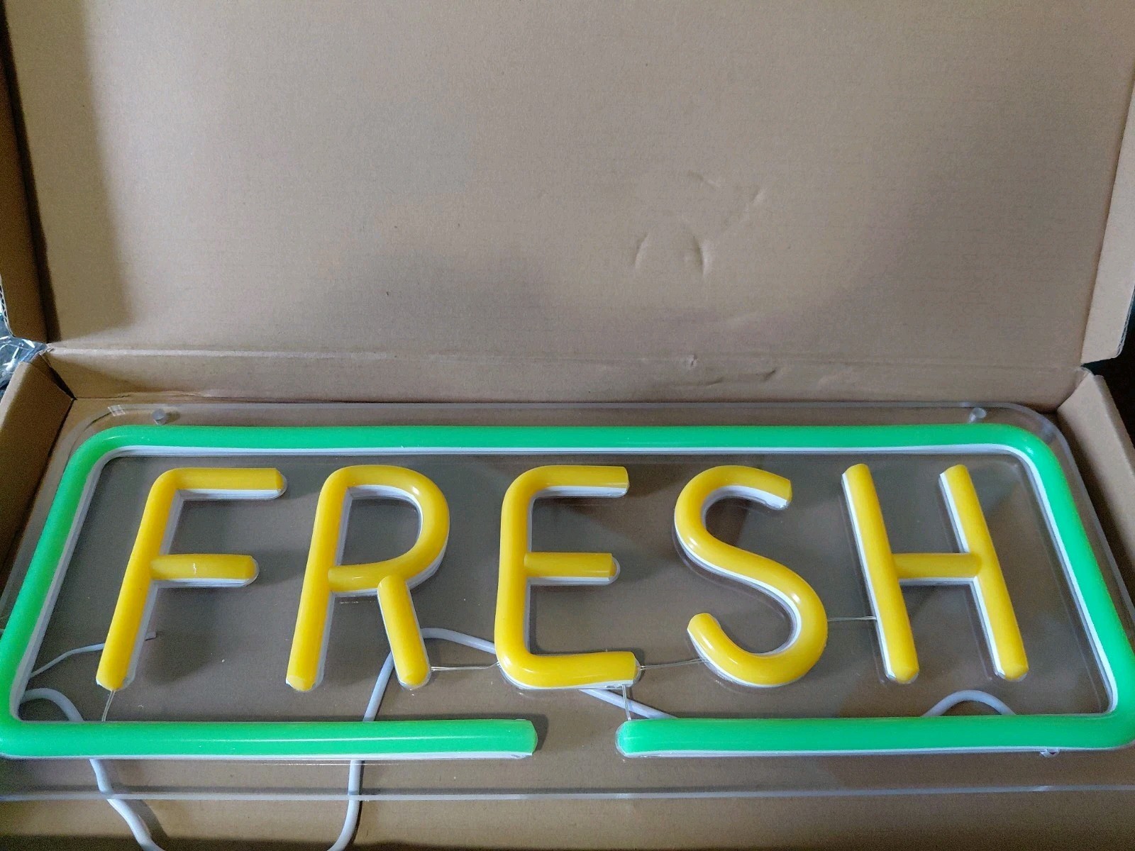 « Fresh » Sign | Neon, LED Light | 14.2&Prime; x 5.6&Prime; Bright!! USB Acrylic