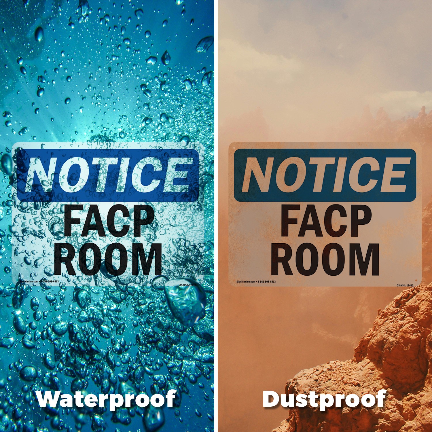 FACP Room OSHA Notice Sign Metal, Plastic, Or Decal – 5 or 10 Pack
