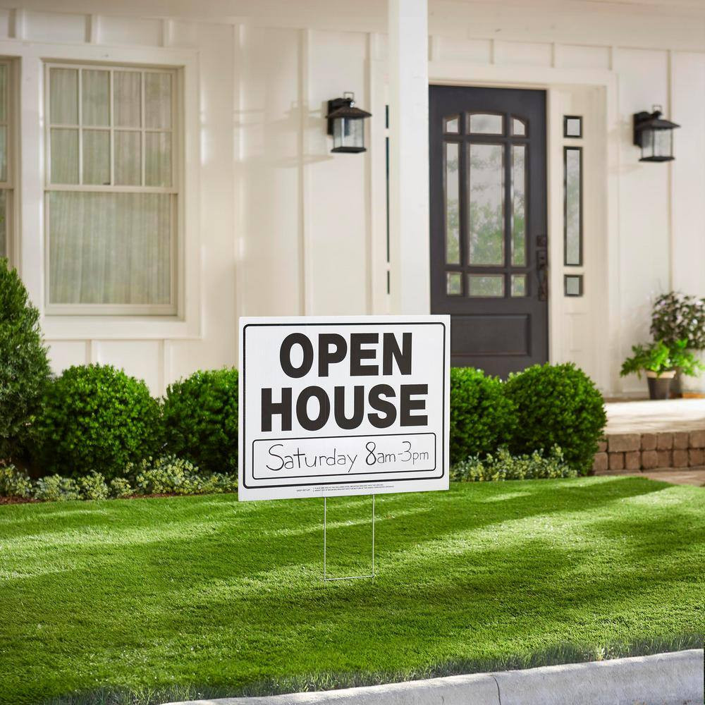 20 In. X 24 In. Corrugated Plastic Open House Yard Sign and Holder