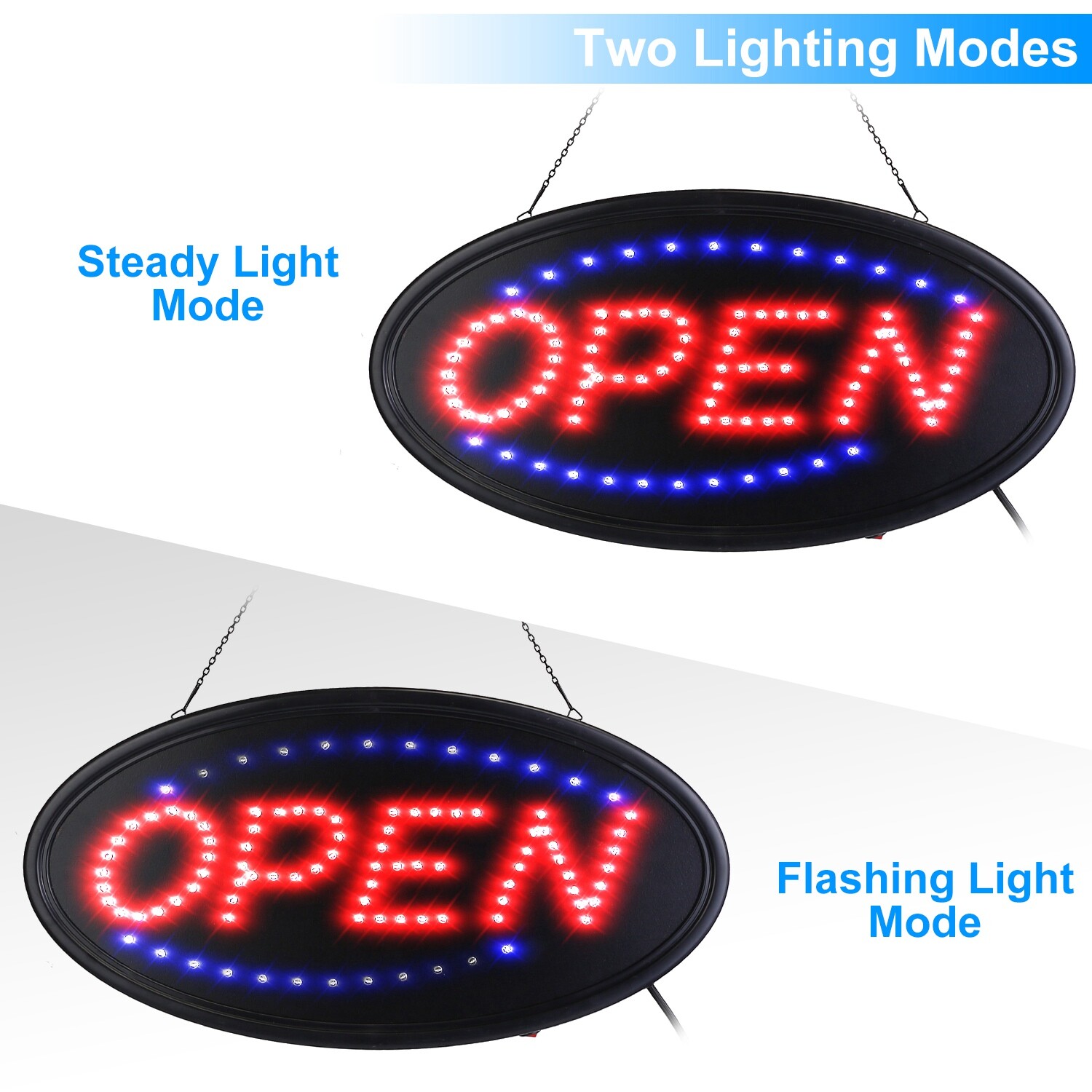 Electric Light Up LED Neon Business Open Closed Sign Flashing & Steady Ad Board