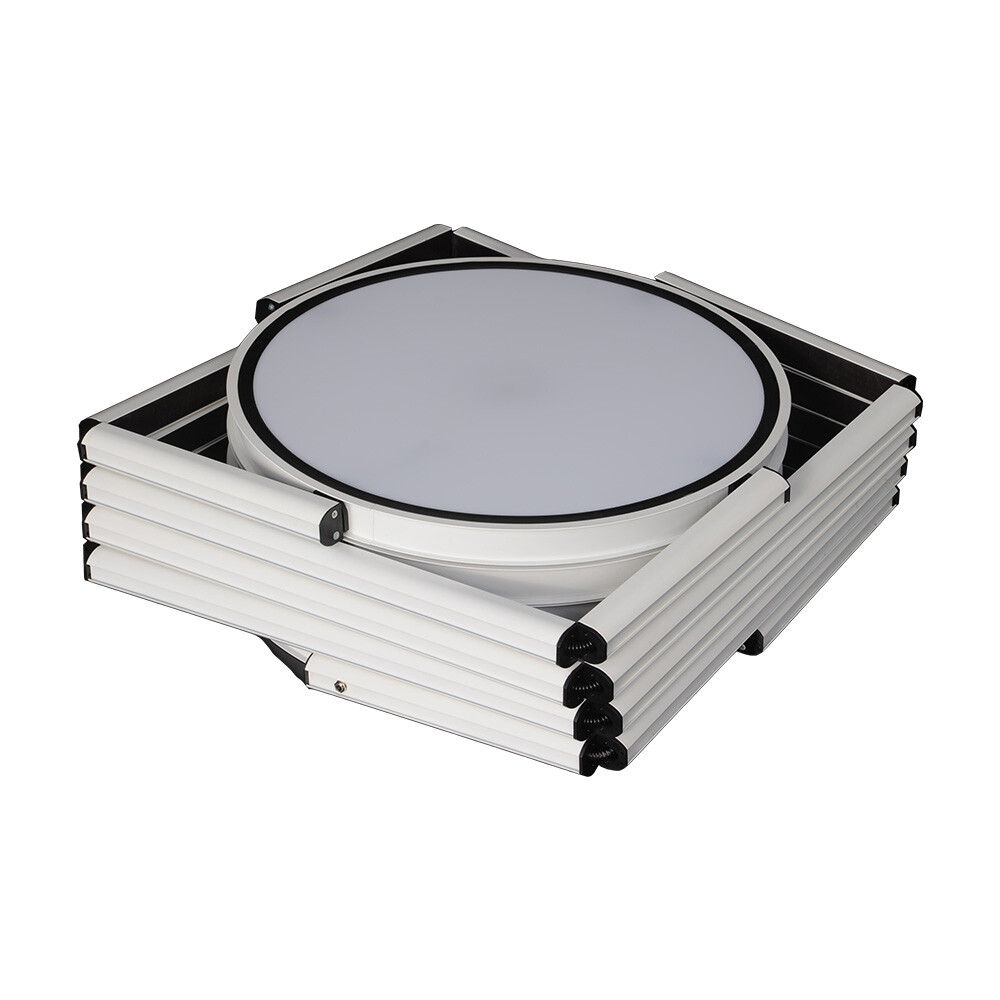 81.1in Round Twist Display Counter with Shelves Top Light Clear Magnetic Panels