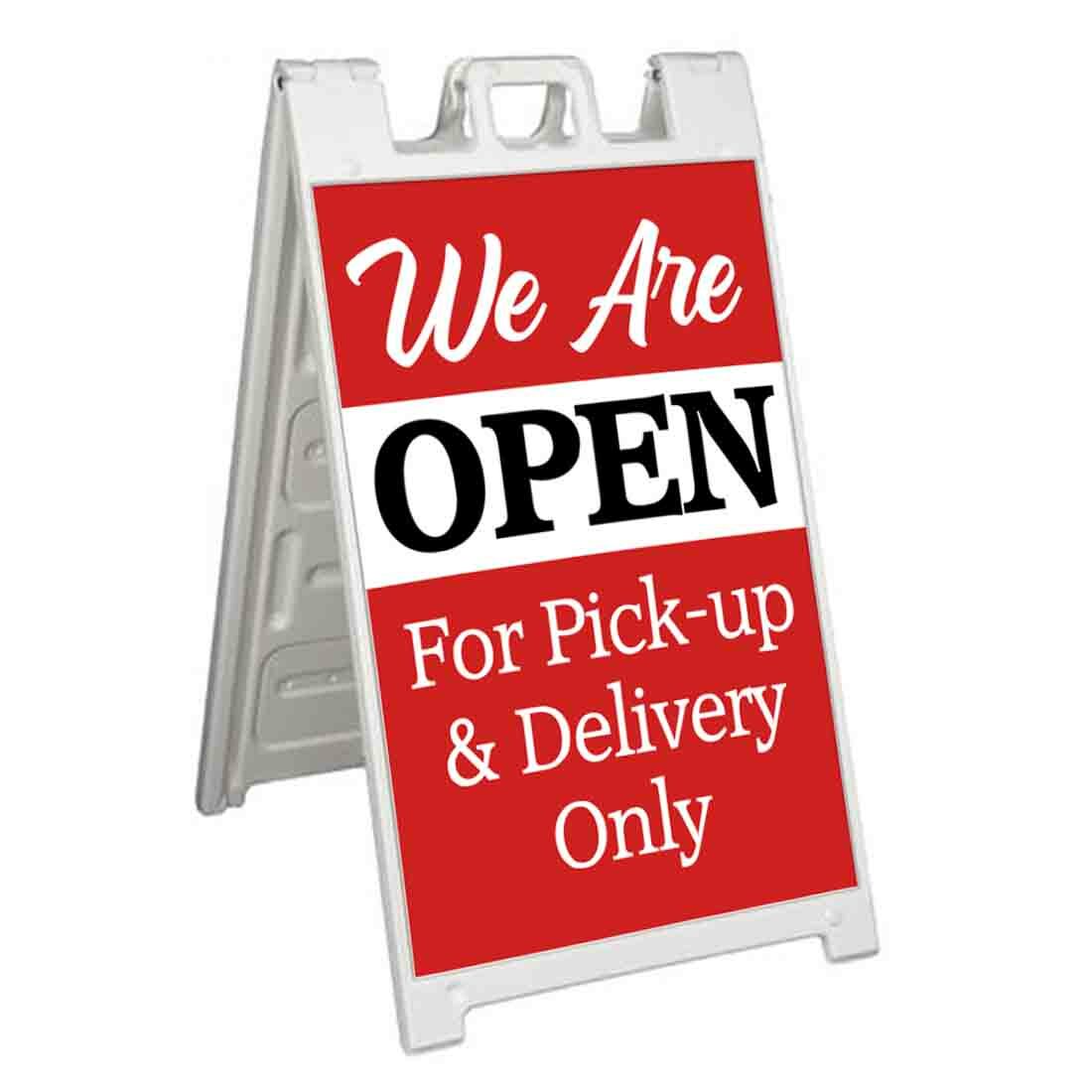 OPEN FOR PICKUP & DELIVERY Signicade 24×36 Aframe Sidewalk Sign Banner Decal