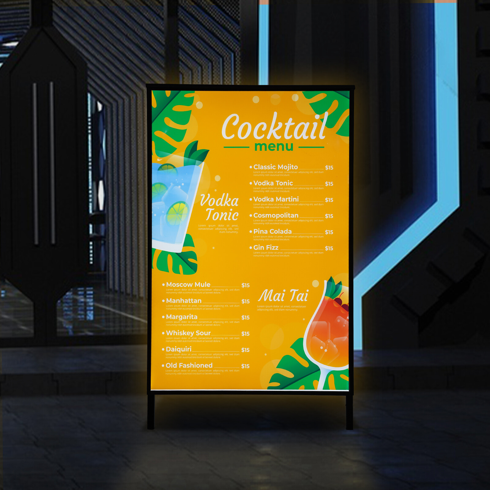 LED Light Box Display Sign Holder in Black for Movie Poster Advertising Display