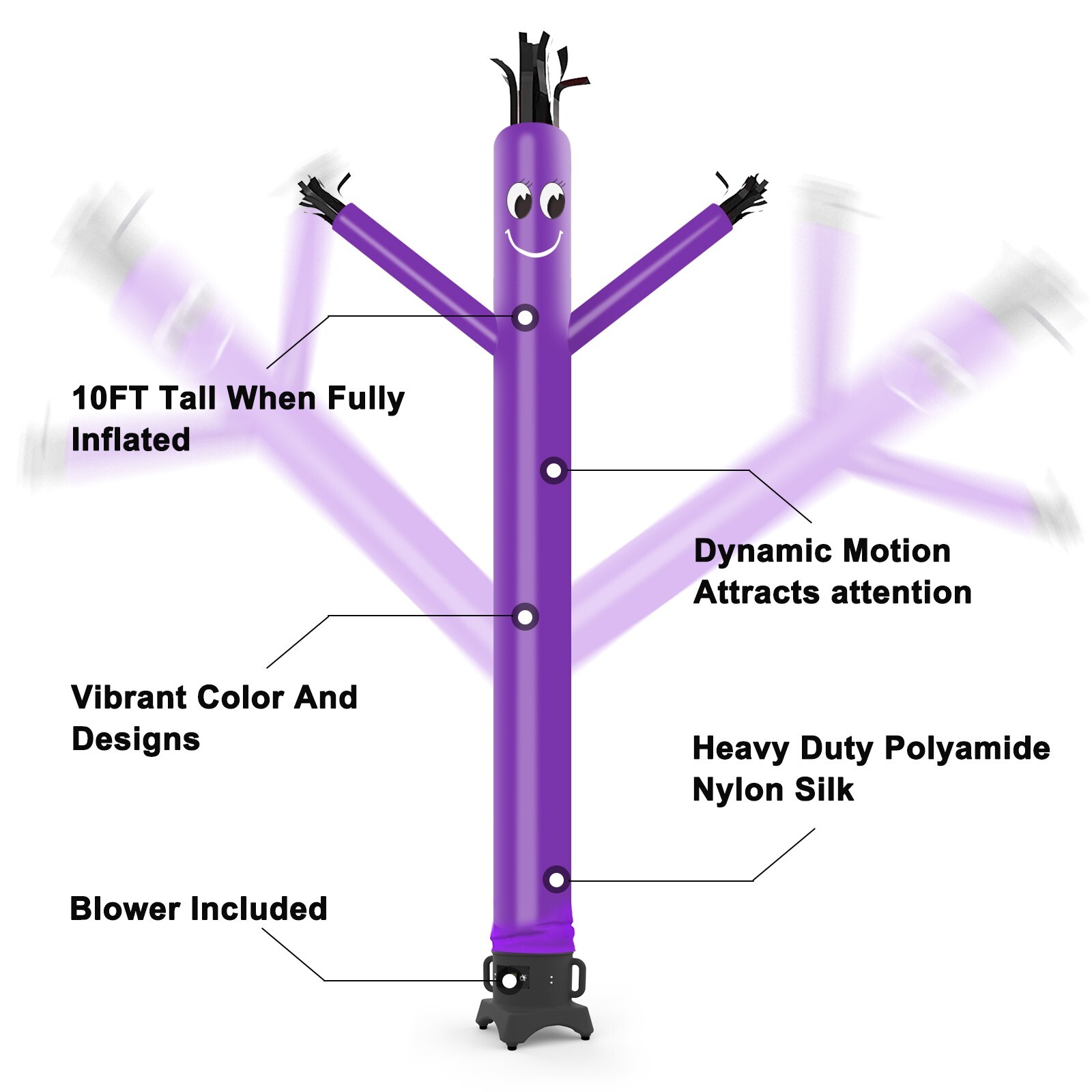 MOUNTO 10ft Purple Sky Puppet Inflatable Dancer with 1/2hp Blower Complete Set