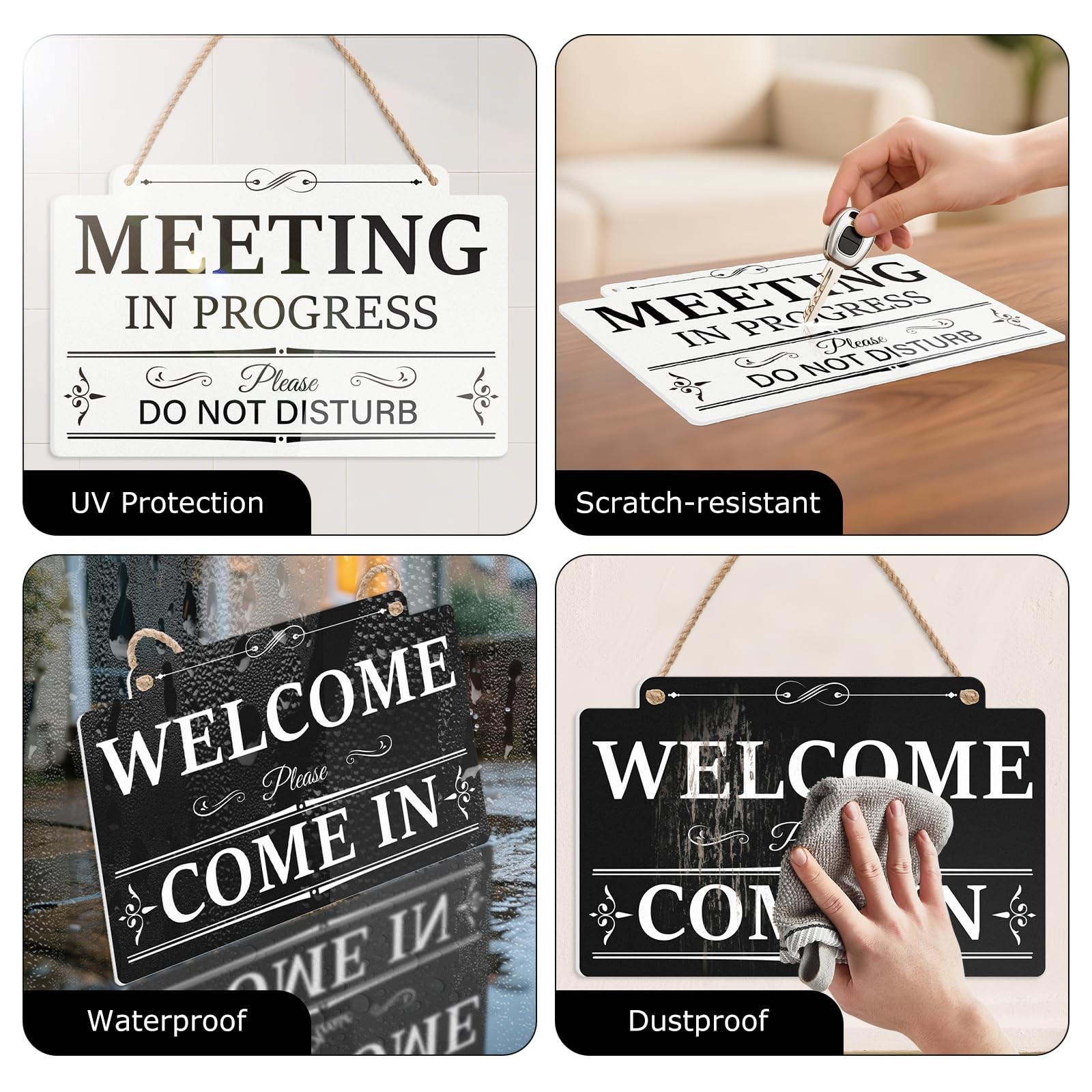 Meeting in Progress Door Sign Do Not Disturb Door Hanger Double-Sided Welcome…