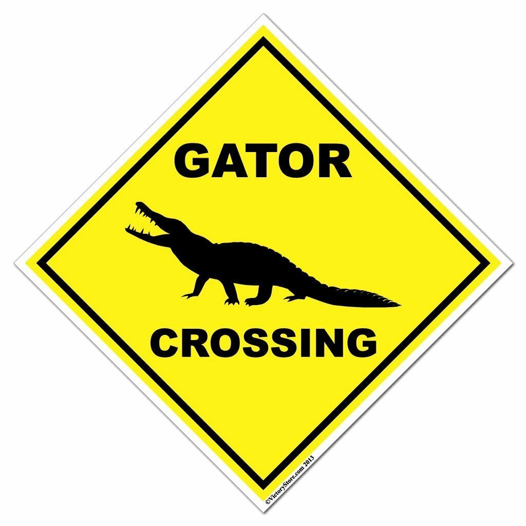 Gator Crossing Sign or Sticker – Multiple Size & Material Options!