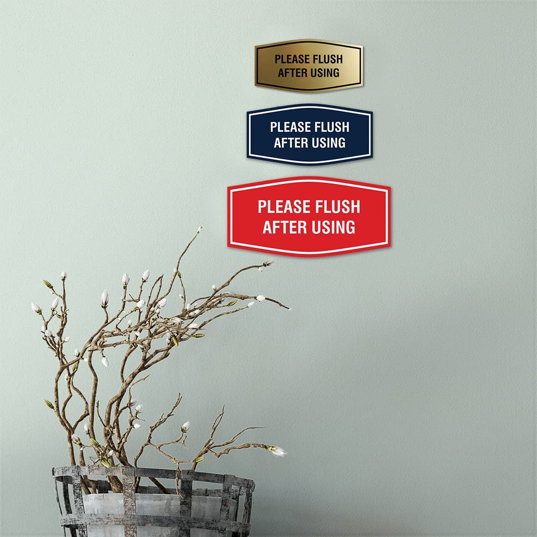 1 PCS Fancy Please Flush After Using Sign Black Medium Wall Restroom Plaque